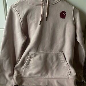 pink carhartt hoodie with darker pink writing!